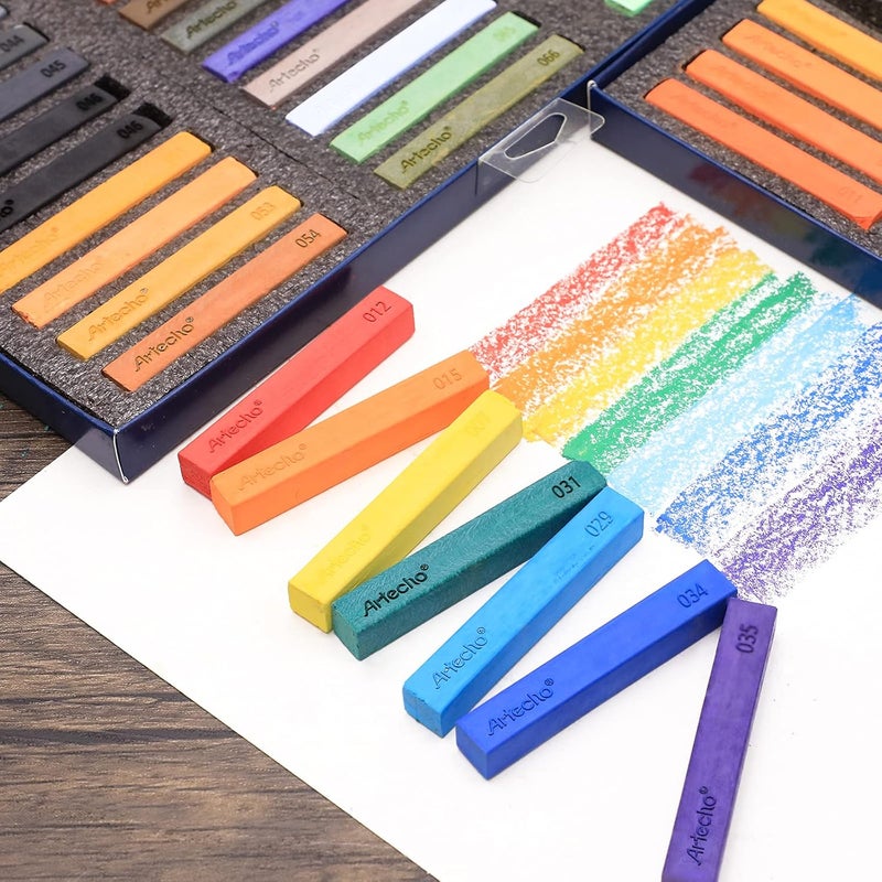 Artecho 72pcs Soft Pastels, 70 Colors Including 4 Fluorescent Colors, Extra Free Black & White, Square Chalk for Drawing, Blending, Layering, Shading, Pastels Art Supplies - Image 4